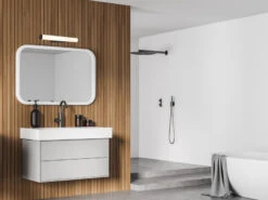 Trio Leuchten LED Bad Wandleuchten 2er Set Mit Schalter Schwarz 40cm - Spiegelleuchte -Licht Welt Geschaft led bad wandleuchten 2er set mit schalter schwarz 1 7