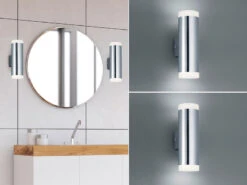 Trio Leuchten LED Badezimmer Wandleuchte 2er Set Up Down In Chrom 16,6cm - Spiegelleuchte