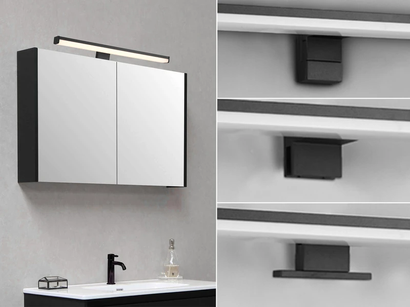 Trio Leuchten LED Badezimmer Wandleuchte LINO In Schwarz, Breite 40cm - Spiegelleuchte 1 Trio Leuchten LED Badezimmer Wandleuchte LINO In Schwarz, Breite 40cm - Spiegelleuchte