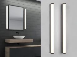 Trio Leuchten LED Badezimmer Wandleuchten 2er Set In Schwarz 80cm - Spiegelleuchte