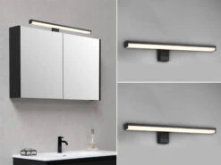 Trio Leuchten LED Badezimmer Wandleuchten 2er Set In Schwarz, Breite 40cm - Spiegelleuchte