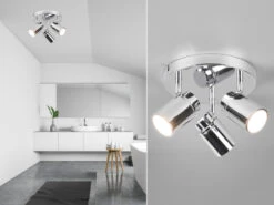 Trio Leuchten LED Badezimmerlampe Deckenstrahler 3 Flammig Rund Schwenkbar Chrom