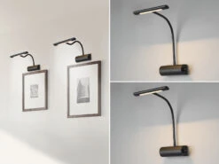 MeineWunschleuchte LED Bilderleuchte 2er Set Wandleuchte Mit Drehdimmer, Schwarz