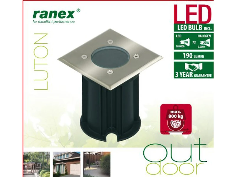 Ranex LED Bodeneinbaustrahler Für Außen, Eckig, Befahrbar, Max 800 Kg Last, IP65 4 Ranex LED Bodeneinbaustrahler Für Außen, Eckig, Befahrbar, Max 800 Kg Last, IP65 – Bild 4