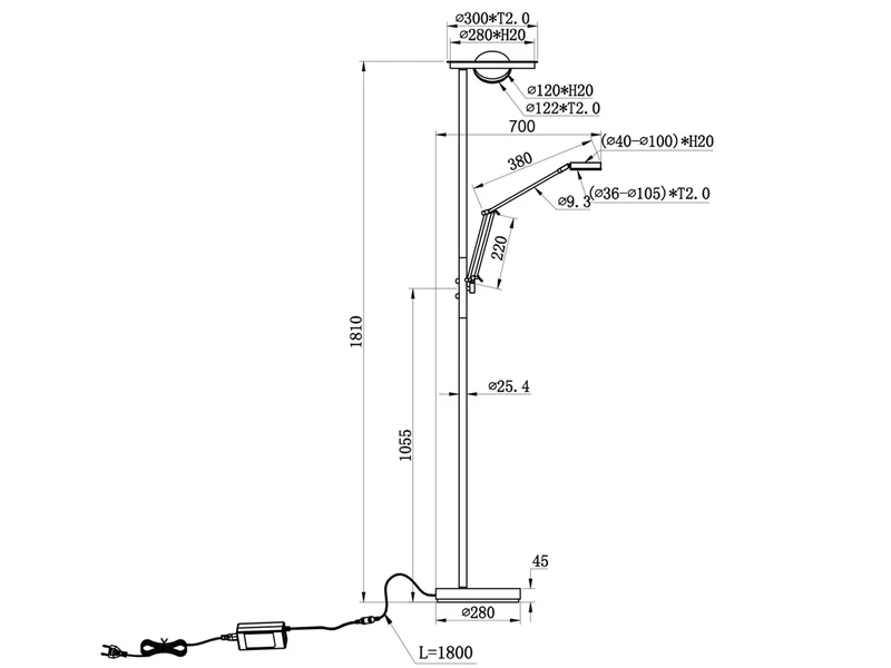Trio Leuchten LED Deckenfluter BARRIE Mit Leselampe Verstellbar Schwarz 181cm 6 Trio Leuchten LED Deckenfluter BARRIE Mit Leselampe Verstellbar Schwarz 181cm – Bild 6