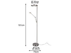 Trio Leuchten LED Deckenfluter BARRIE Mit Leselampe Verstellbar Silber 181cm -Licht Welt Geschaft led deckenfluter barrie mit leselampe verstellbar 1 17