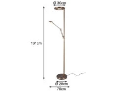 Trio Leuchten LED Deckenfluter BARRIE Mit Leselampe Verstellbar Altmessing 181cm -Licht Welt Geschaft led deckenfluter barrie mit leselampe verstellbar 1 2