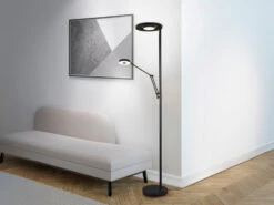 Trio Leuchten LED Deckenfluter BARRIE Mit Leselampe Verstellbar Schwarz 181cm