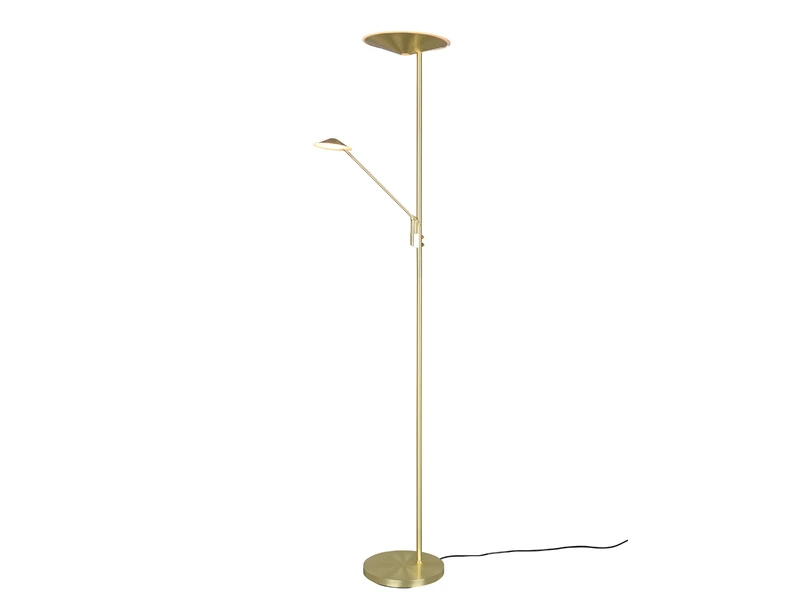 Trio Leuchten LED Deckenfluter BRANTFORD Messing Schwenkbar Mit Lesearm, Höhe 180cm 2 Trio Leuchten LED Deckenfluter BRANTFORD Messing Schwenkbar Mit Lesearm, Höhe 180cm – Bild 2