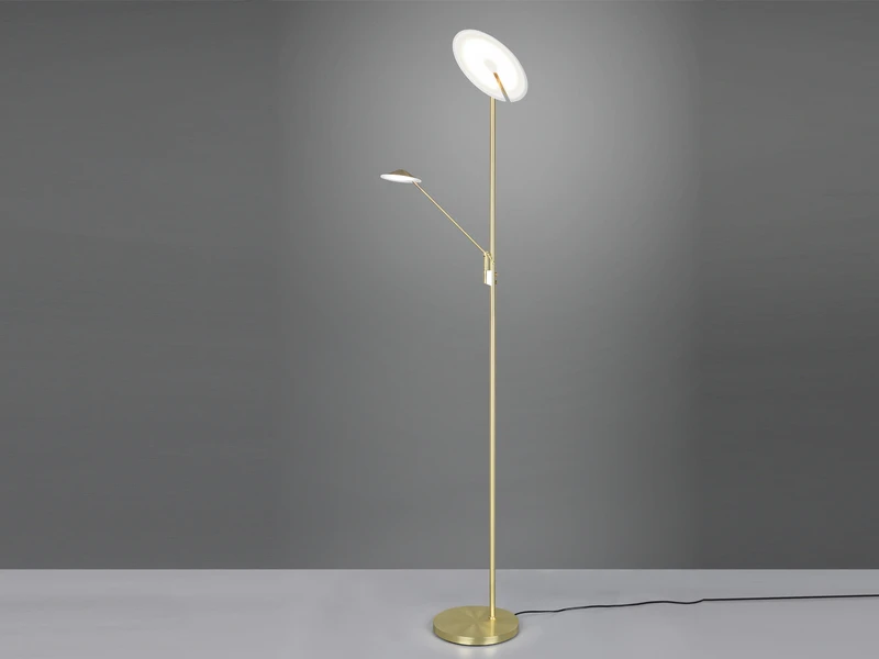 Trio Leuchten LED Deckenfluter BRANTFORD Messing Schwenkbar Mit Lesearm, Höhe 180cm 3 Trio Leuchten LED Deckenfluter BRANTFORD Messing Schwenkbar Mit Lesearm, Höhe 180cm – Bild 3