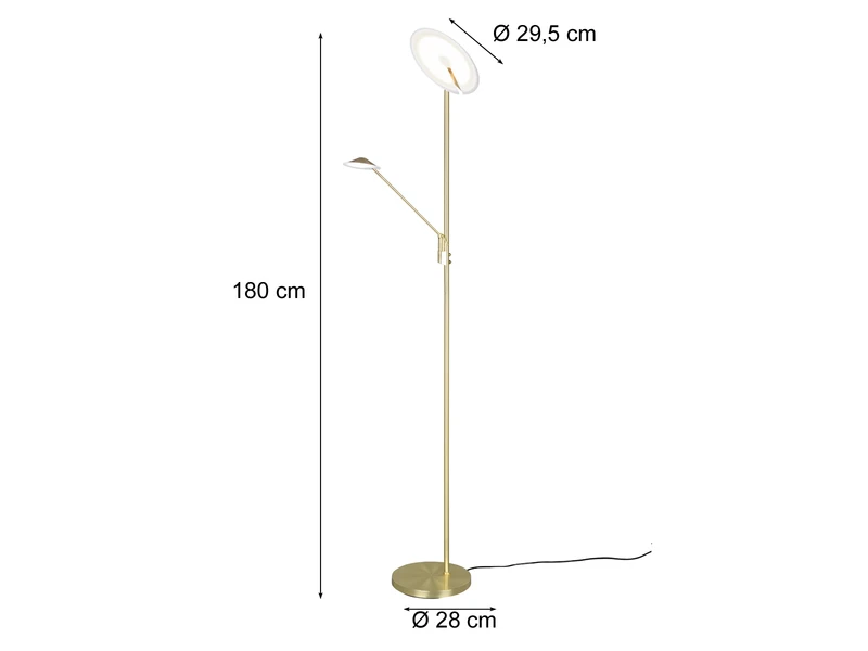 Trio Leuchten LED Deckenfluter BRANTFORD Messing Schwenkbar Mit Lesearm, Höhe 180cm 4 Trio Leuchten LED Deckenfluter BRANTFORD Messing Schwenkbar Mit Lesearm, Höhe 180cm – Bild 4