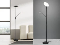 Trio Leuchten LED Deckenfluter BRANTFORD Schwarz Schwenkbar Mit Lesearm, Höhe 180cm