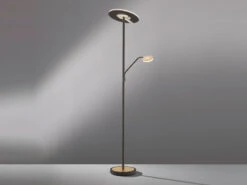 Fischer & Honsel LED Deckenfluter DENT Schwarz / Gold Mit Leselampe Dimmbar - Höhe 180cm -Licht Welt Geschaft led deckenfluter dent schwarz gold mit leselampe d 2