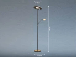 Fischer & Honsel LED Deckenfluter DENT Schwarz / Gold Mit Leselampe Dimmbar - Höhe 180cm -Licht Welt Geschaft led deckenfluter dent schwarz gold mit leselampe d 3