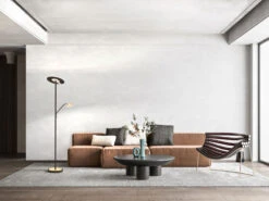 Fischer & Honsel LED Deckenfluter DENT Schwarz / Gold Mit Leselampe Dimmbar - Höhe 180cm -Licht Welt Geschaft led deckenfluter dent schwarz gold mit leselampe d 4