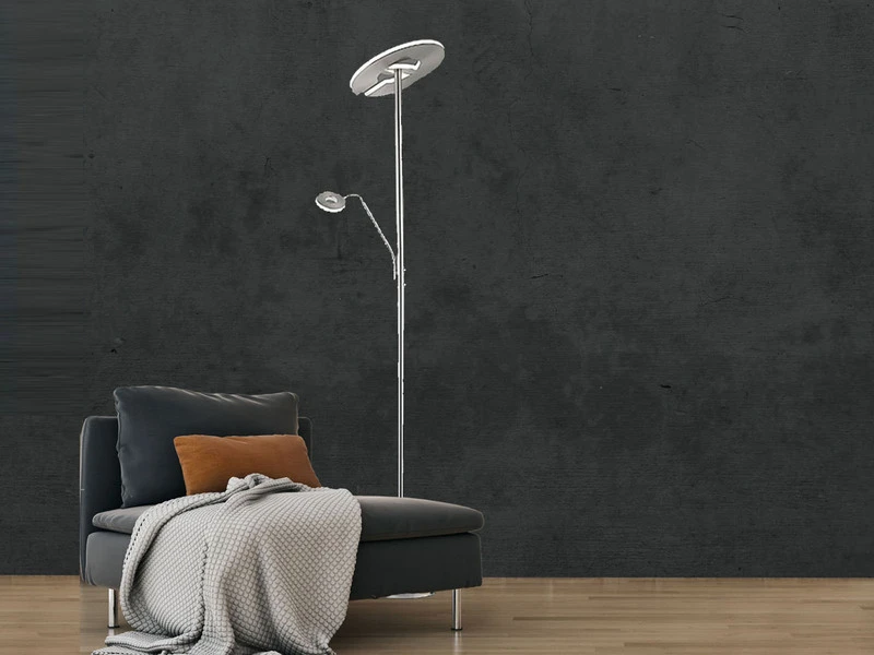 Fischer & Honsel LED Deckenfluter DENT Silber Mit Leselampe Dimmbar - Höhe 180cm 1 Fischer & Honsel LED Deckenfluter DENT Silber Mit Leselampe Dimmbar - Höhe 180cm