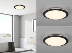 Trio Leuchten LED Deckenleuchte 2er Set In Schwarz Ø 29cm, IP44 - Badlampen
