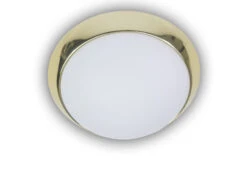 Niermann LED Deckenleuchte Deckenschale Opalglas Matt, Dekorring Messing Poliert, Ø 30cm