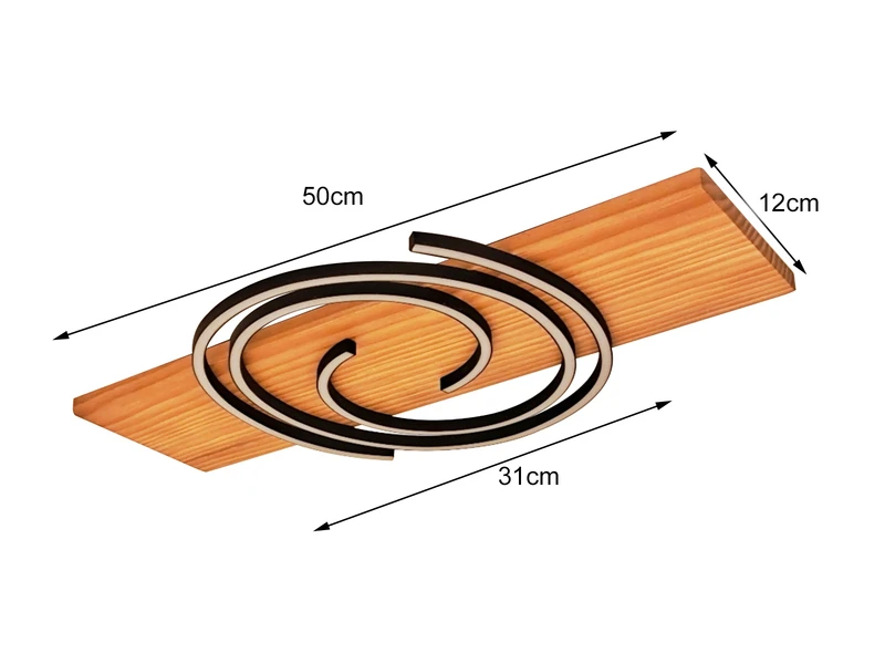 ECO-LIGHT LED Deckenleuchte RIFIA Licht-Schnecke Schwarz, Holzbrett 50x12cm 5 ECO-LIGHT LED Deckenleuchte RIFIA Licht-Schnecke Schwarz, Holzbrett 50x12cm – Bild 5