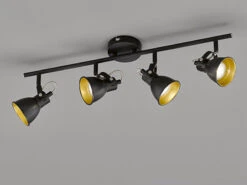 FHL Easy LED Deckenstrahler BOBBY 4 Flammig - Deckenspot Industrial Schwarz Gold