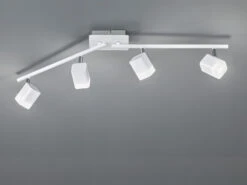 Reality Leuchten LED Deckenstrahler ROUBAIX 4 Flammig Weiß Matt Mit Schirmen In Weiß 78cm Breit