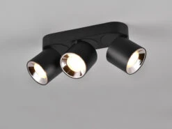 MeineWunschleuchte LED Deckenstrahler Schwarz 3 Spots Schwenkbar Dimmbar Breite 27cm