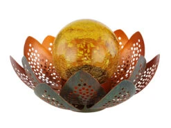 Globo LED Deko Solarleuchte Seerose Mit Crackle Glaskugel, Grün-Gold Ø22cm -Licht Welt Geschaft led deko solarleuchte seerose mit crackle glaskuge 26