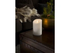 Konstsmide LED Echtwachskerze Mit Flamme & Timer, Ø 10cm, Höhe 16cm, Batteriebetrieb -Licht Welt Geschaft led echtwachskerze mit flamme timer 10cm hoehe 16c 5