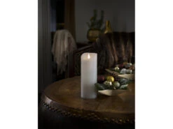 Konstsmide LED Echtwachskerze Mit Flamme & Timer, Ø 7,5cm, Höhe 20,5cm, Batteriebetrieb -Licht Welt Geschaft led echtwachskerze mit flamme timer 75cm hoehe 205 5