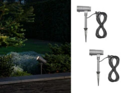 Konstsmide LED Garten Baumstrahler 2er SET Mit Erdspieß 12V Trafo & 10mtr. Kabel, 27cm Hoch