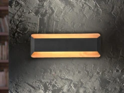 Trio Leuchten LED Holz Wandlampe ARINO Up And Down Mit Stufen Dimmer - Schwarz 35cm