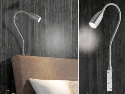 Fischer & Honsel LED Leseleuchte STEN Dimmbar, Schwanenhals Bettleuchte Zum Anschrauben