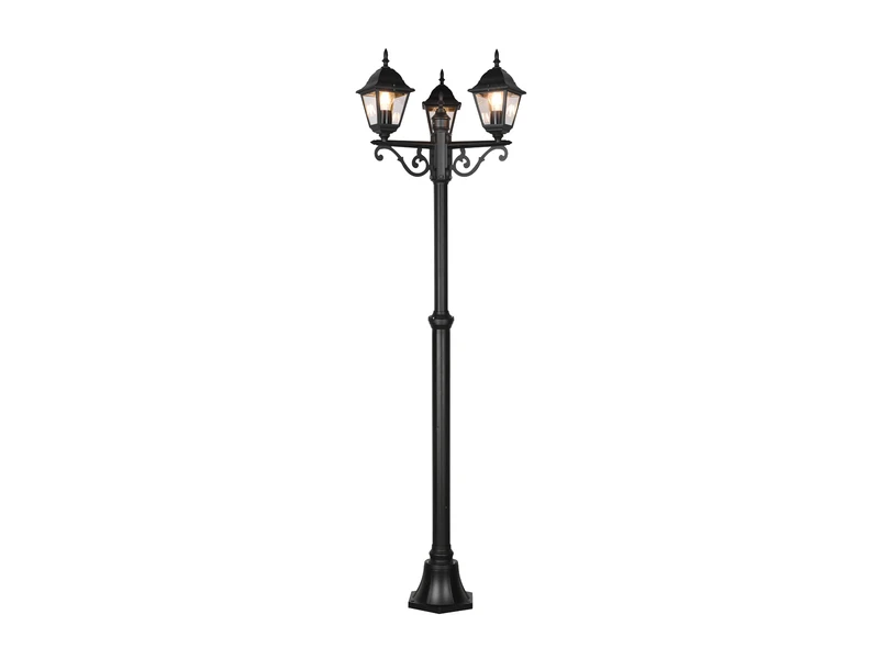 MeineWunschleuchte LED Mastleuchte 3-flammige Laterne, Aluminium Schwarz Höhe 200cm 2 MeineWunschleuchte LED Mastleuchte 3-flammige Laterne, Aluminium Schwarz Höhe 200cm – Bild 2