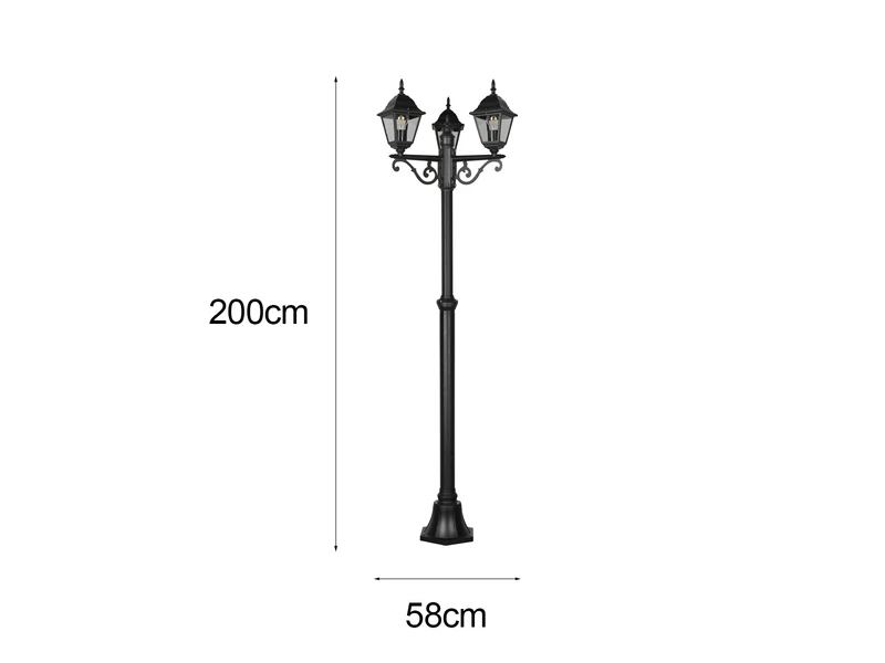 MeineWunschleuchte LED Mastleuchte 3-flammige Laterne, Aluminium Schwarz Höhe 200cm 4 MeineWunschleuchte LED Mastleuchte 3-flammige Laterne, Aluminium Schwarz Höhe 200cm – Bild 4