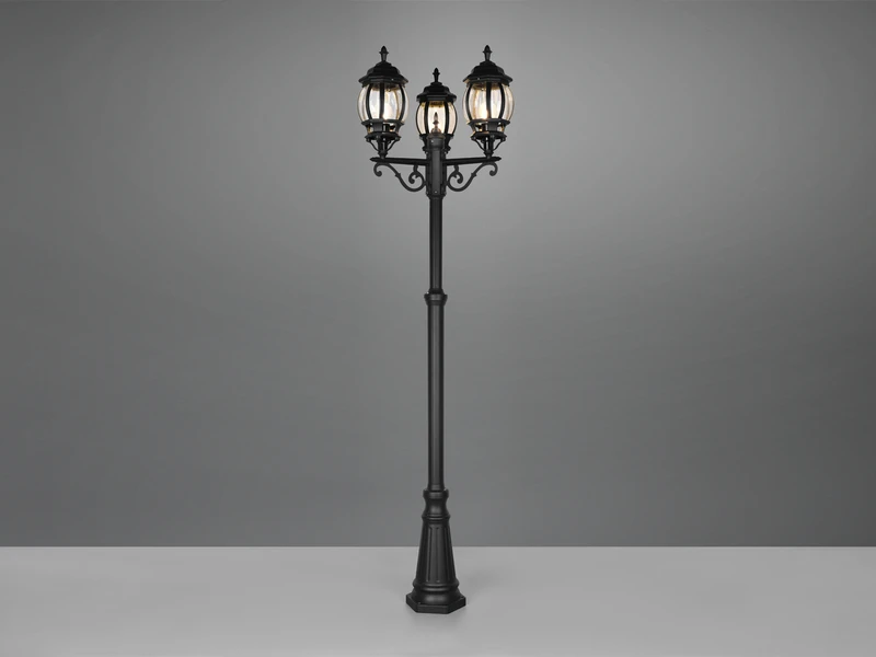 MeineWunschleuchte LED Mastleuchte 3-flammige Laterne Aluminium Schwarz, Höhe 240cm 3 MeineWunschleuchte LED Mastleuchte 3-flammige Laterne Aluminium Schwarz, Höhe 240cm – Bild 3