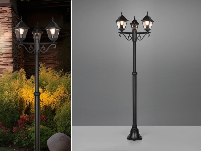 MeineWunschleuchte LED Mastleuchte 3-flammige Laterne, Aluminium Schwarz Höhe 200cm 1 MeineWunschleuchte LED Mastleuchte 3-flammige Laterne, Aluminium Schwarz Höhe 200cm