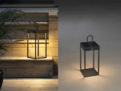 Konstsmide LED Outdoor Akku Tischleuchte RAVELLO Aluminium Schwarz, Höhe 30cm