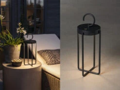 Konstsmide LED Outdoor Laterne MANOROLA USB Aufladbar Für Boden & Tisch, Schwarz Höhe 39cm