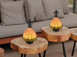 Globo LED Outdoor Solar Tischleuchte Mit Glasschirm In Orange Gelb, Höhe 25cm -Licht Welt Geschaft led outdoor solar tischleuchte mit glasschirm in o 3