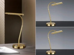 MeineWunschleuchte LED Schreibtischleuchte In Messing Matt, 2er SET Mit 4-Stufen Dimmer