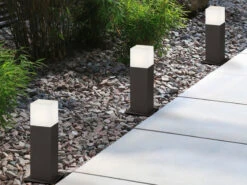 MeineWunschleuchte LED Sockelleuchte 3er Set In Anthrazit Höhe 30cm IP44 - Außenleuchte Wegeleuchte