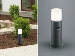 MeineWunschleuchte LED Sockelleuchte Mit Bewegungsmelder Anthrazit Höhe 30cm IP44 Wegeleuchten