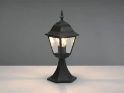 MeineWunschleuchte LED Sockelleuchte Nostalgische Laterne, Aluminium Schwarz Höhe 39cm