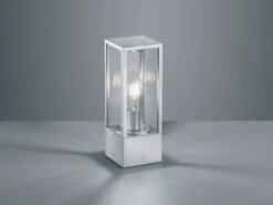 MeineWunschleuchte LED Sockelleuchte Silber Zinkfarben Höhe 40cm IP44 - Außenleuchten Wegeleuchten