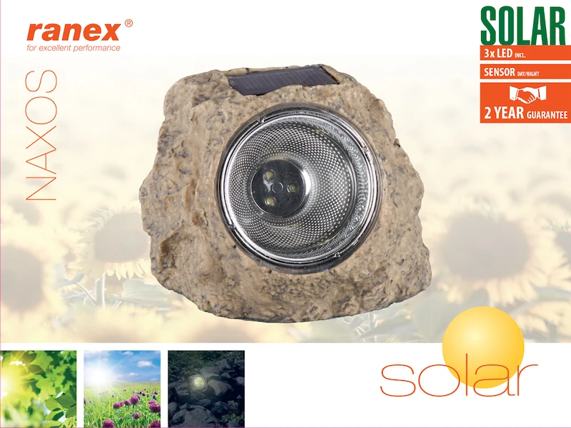 Ranex LED Solar-Leuchte "Stein" Aus Polyresin Mit 3 LEDs, IP44 6 Ranex LED Solar-Leuchte "Stein" Aus Polyresin Mit 3 LEDs, IP44 – Bild 6