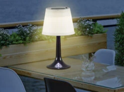 Konstsmide LED Solar Outdoor Tischleuchte ASSISI Aus Kunststoff Schwarz, Höhe 36cm