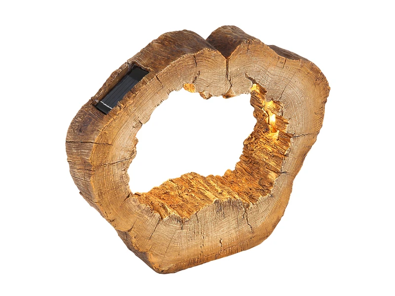 Globo LED Solar Tischleuchte In Holzoptik, Baumstamm Mit Loch, Höhe 25,5cm 2 Globo LED Solar Tischleuchte In Holzoptik, Baumstamm Mit Loch, Höhe 25,5cm – Bild 2