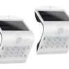REV LED Solar Wandleuchte 2er SET Außenleuchte Fassadenbeleuchtung Weiß 14,5x9,6cm