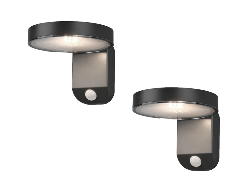 MeineWunschleuchte LED Solar Wandleuchte 2er Set Außenleuchten Mit Bewegungsmelder In Anthrazit 2 MeineWunschleuchte LED Solar Wandleuchte 2er Set Außenleuchten Mit Bewegungsmelder In Anthrazit – Bild 2
