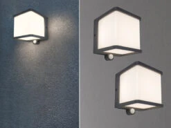 MeineWunschleuchte LED Solar Wandleuchte 2er SET Mit Bewegungsmelder, 11 X 12,9 Cm